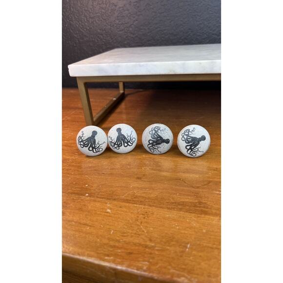 Set of 4 Octopus Skull Coastal Concrete Cabinet Knobs Drawer Knobs and Pulls C - Picture 1 of 4